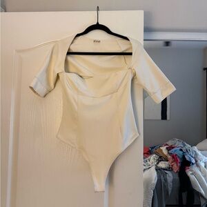 Free People Cream Off-Shoulder Bodysuit
